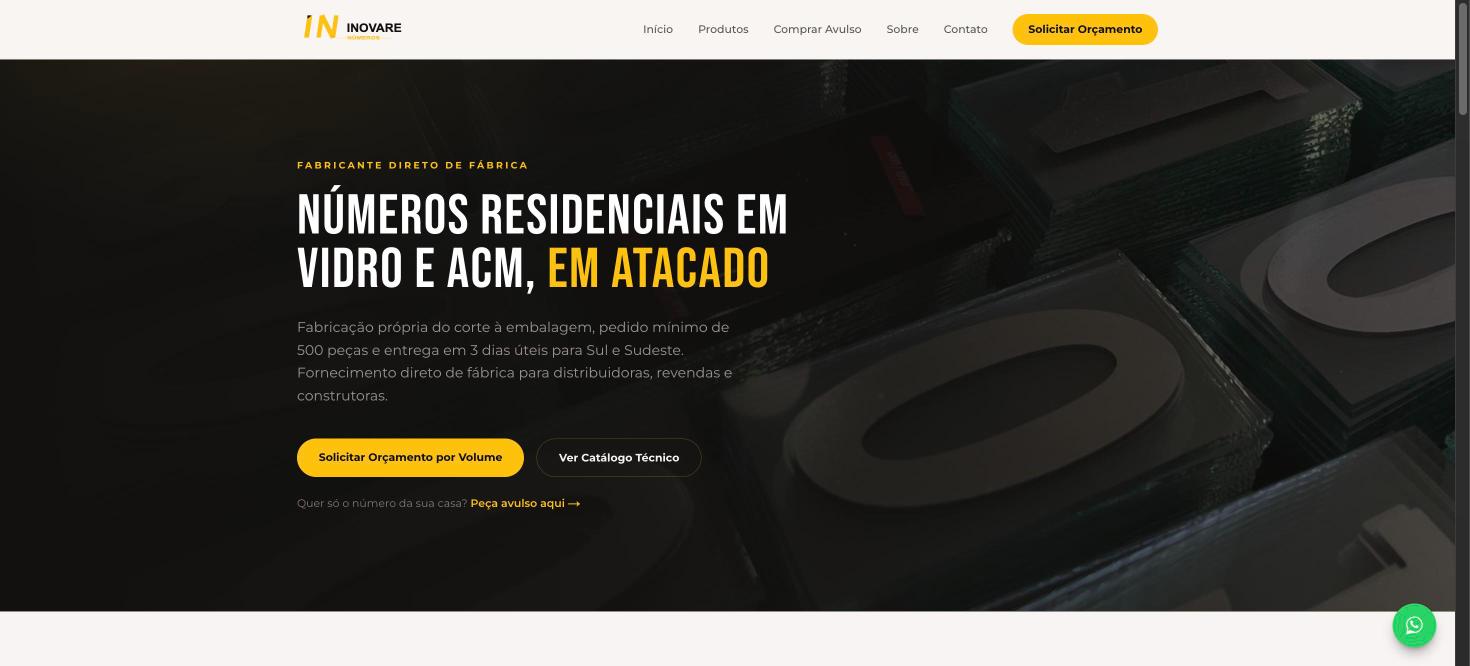 Site da Inovare Números, projeto ThriveUp